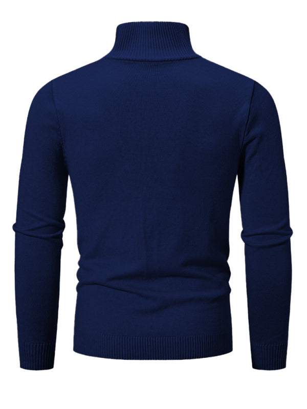 Versatile Men's Half-Zip Solid Color Sweater with Stand Collar - Effortless Style for Every Season