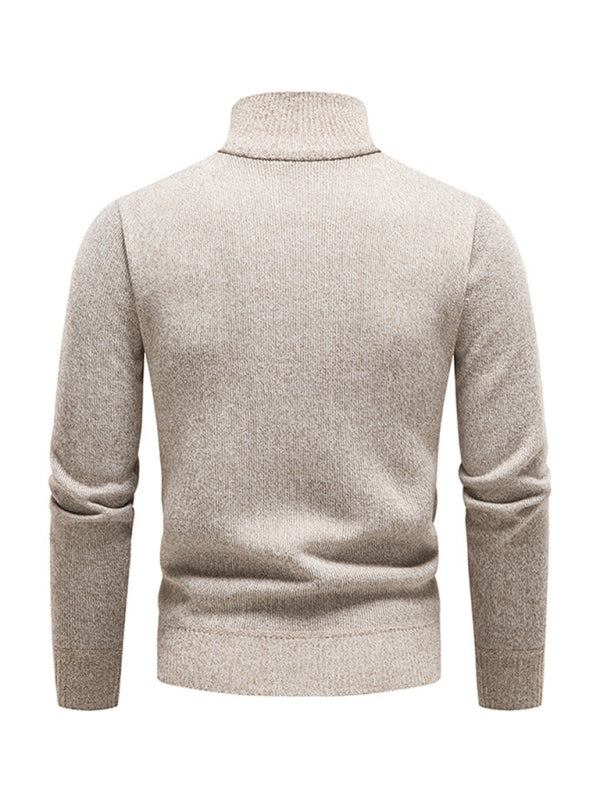 Thickened Half-Zip Stand-Up Collar Pullover Sweater for Men - Stylish Patchwork Knit for Ultimate Comfort and Versatility