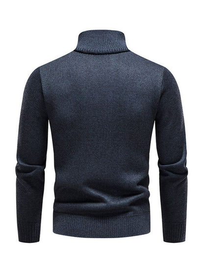 Thickened Half-Zip Stand-Up Collar Pullover Sweater for Men - Stylish Patchwork Knit for Ultimate Comfort and Versatility