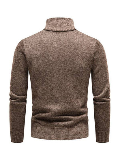 Thickened Half-Zip Stand-Up Collar Pullover Sweater for Men - Stylish Patchwork Knit for Ultimate Comfort and Versatility