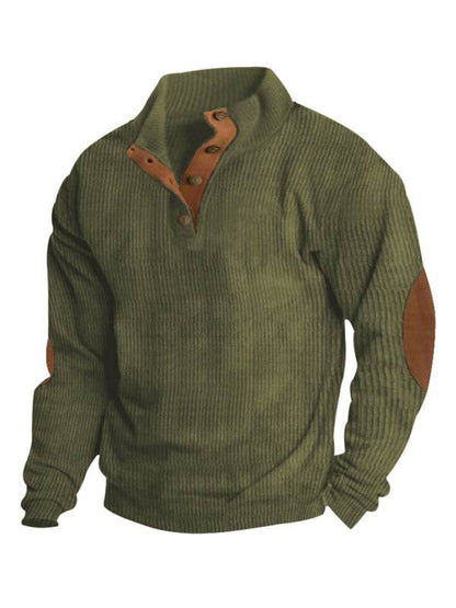 Men's Versatile Corduroy Outdoor Jacket - Stylish Stand-Up Collar Long Sleeve Sweatshirt for All Seasons