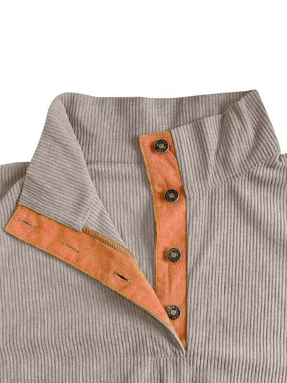 Men's Versatile Corduroy Outdoor Jacket - Stylish Stand-Up Collar Long Sleeve Sweatshirt for All Seasons