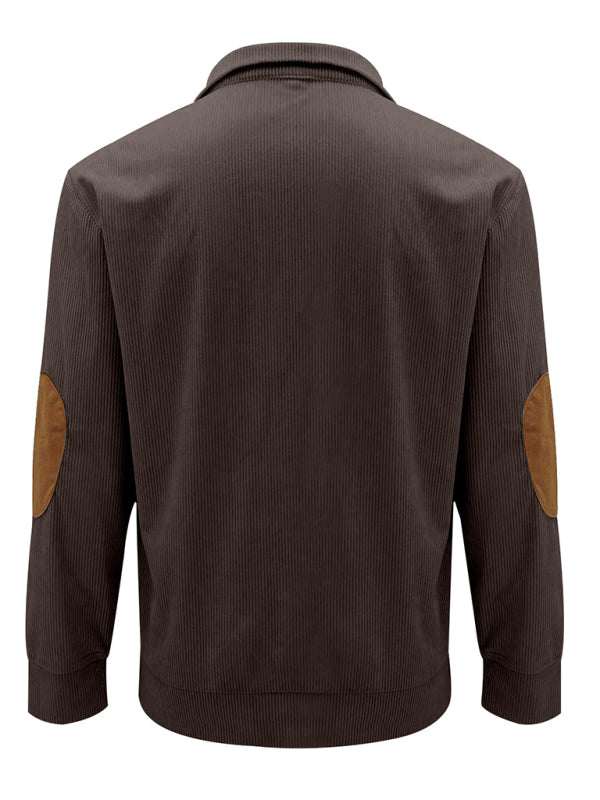 Men's Versatile Corduroy Outdoor Jacket - Stylish Stand-Up Collar Long Sleeve Sweatshirt for All Seasons