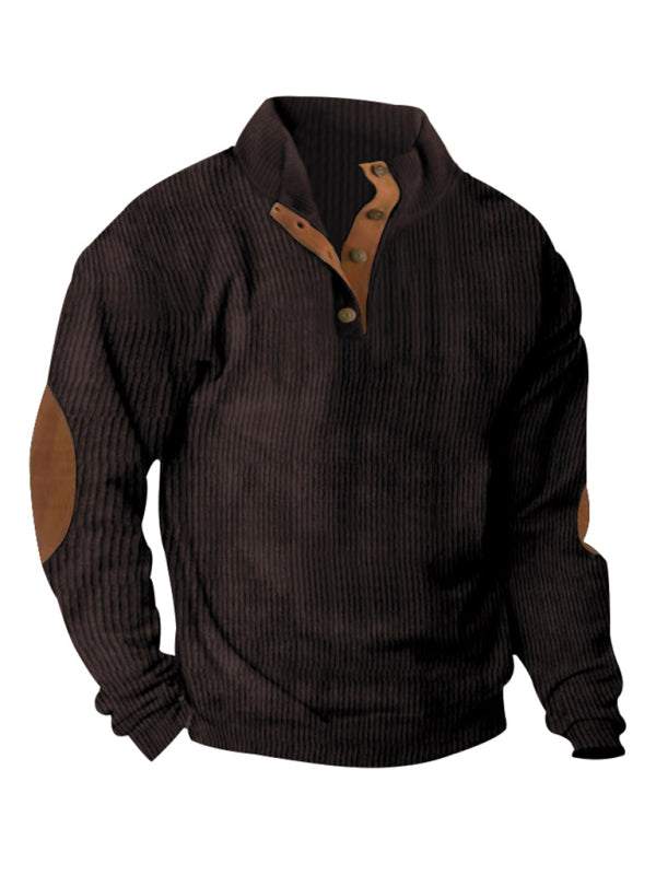 Men's Versatile Corduroy Outdoor Jacket - Stylish Stand-Up Collar Long Sleeve Sweatshirt for All Seasons