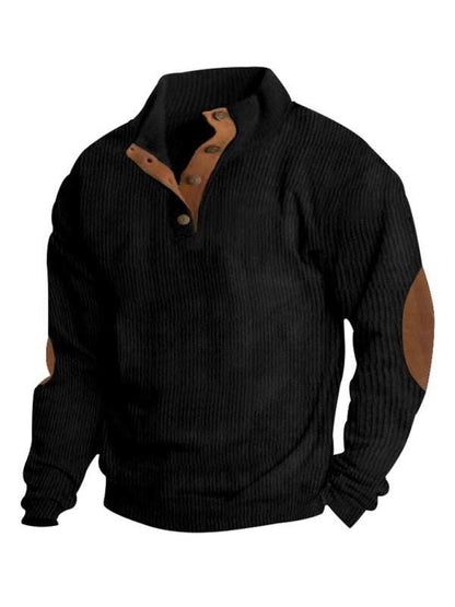 Men's Versatile Corduroy Outdoor Jacket - Stylish Stand-Up Collar Long Sleeve Sweatshirt for All Seasons