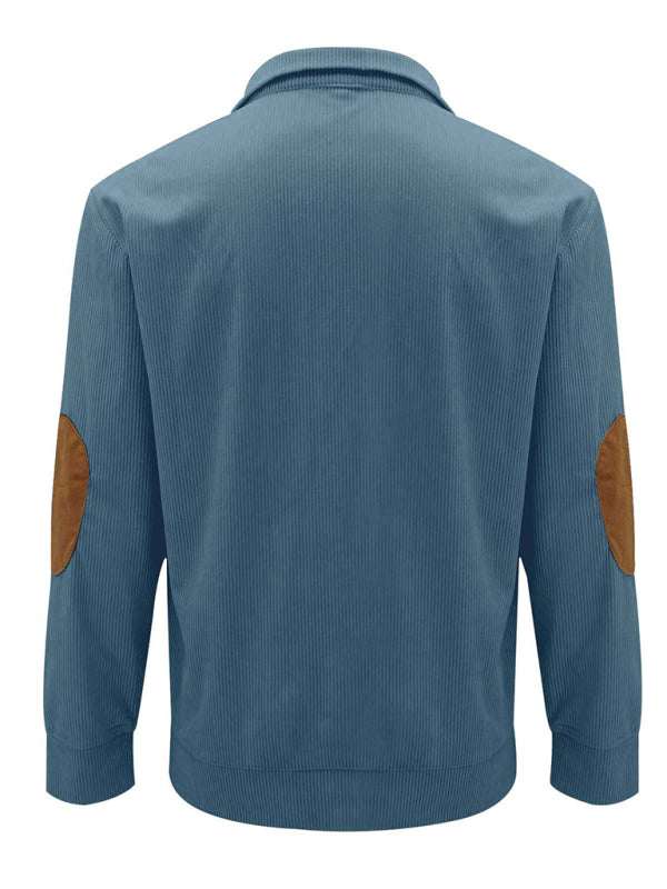 Men's Versatile Corduroy Outdoor Jacket - Stylish Stand-Up Collar Long Sleeve Sweatshirt for All Seasons