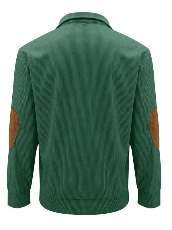 Men's Versatile Corduroy Outdoor Jacket - Stylish Stand-Up Collar Long Sleeve Sweatshirt for All Seasons