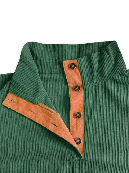 Men's Versatile Corduroy Outdoor Jacket - Stylish Stand-Up Collar Long Sleeve Sweatshirt for All Seasons