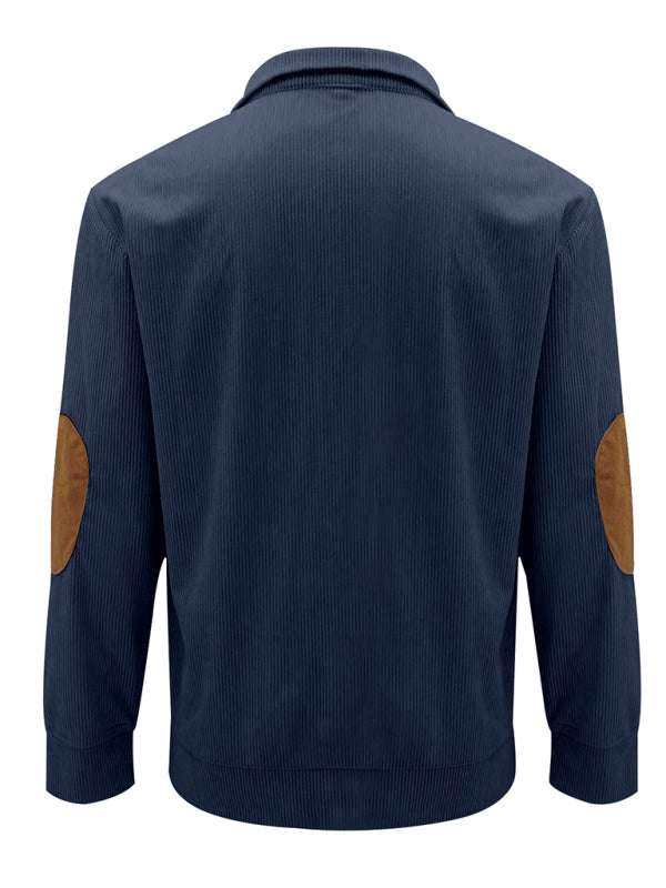 Men's Versatile Corduroy Outdoor Jacket - Stylish Stand-Up Collar Long Sleeve Sweatshirt for All Seasons