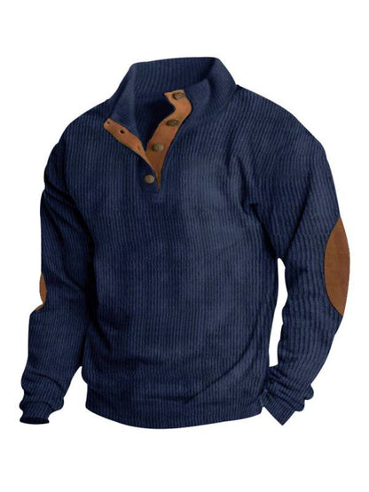 Men's Versatile Corduroy Outdoor Jacket - Stylish Stand-Up Collar Long Sleeve Sweatshirt for All Seasons