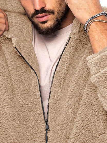 Ultra-Soft Double-Sided Arctic Velvet Hooded Zipper Jacket for Men - Cozy Warmth & Stylish Comfort