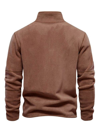 Men's Cozy Polar Fleece Half-Zip Sweatshirt with Stand Collar - Perfect for Autumn-Winter Style