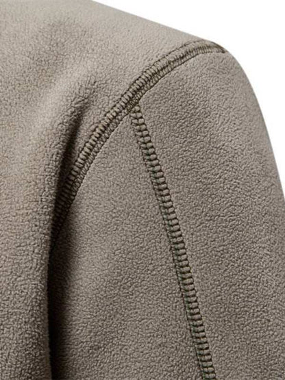 Men's Cozy Polar Fleece Half-Zip Sweatshirt with Stand Collar - Perfect for Autumn-Winter Style