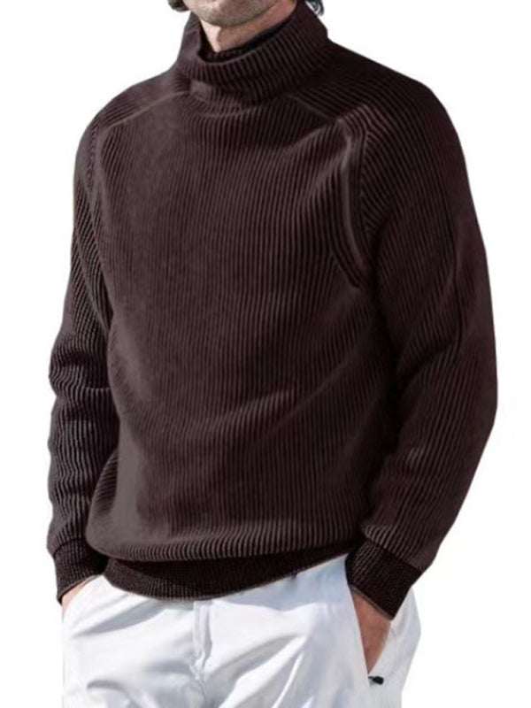 Elevate Your Style: Men's High Collar Cozy Knitted Long Sleeve Top for Effortless Casual Chic