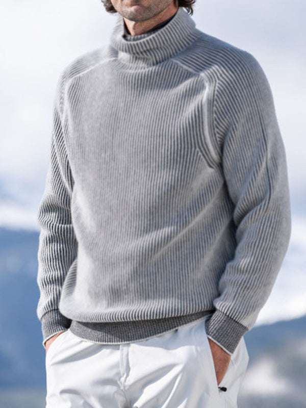 Elevate Your Style: Men's High Collar Cozy Knitted Long Sleeve Top for Effortless Casual Chic