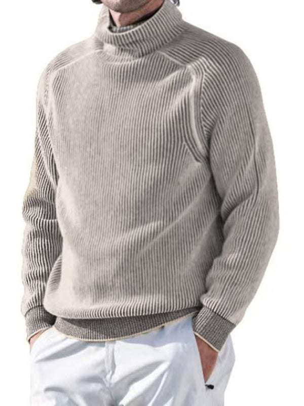 Elevate Your Style: Men's High Collar Cozy Knitted Long Sleeve Top for Effortless Casual Chic