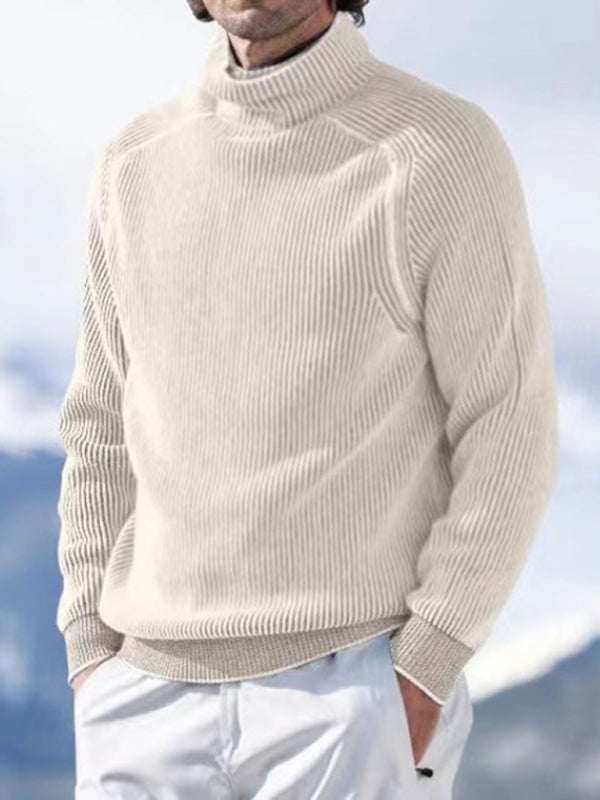 Elevate Your Style: Men's High Collar Cozy Knitted Long Sleeve Top for Effortless Casual Chic