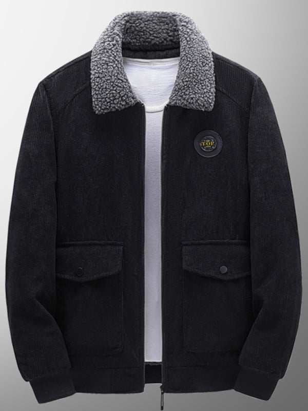 Chic Men's Lambswool-Lined Corduroy Jacket for Ultimate Warmth and Style