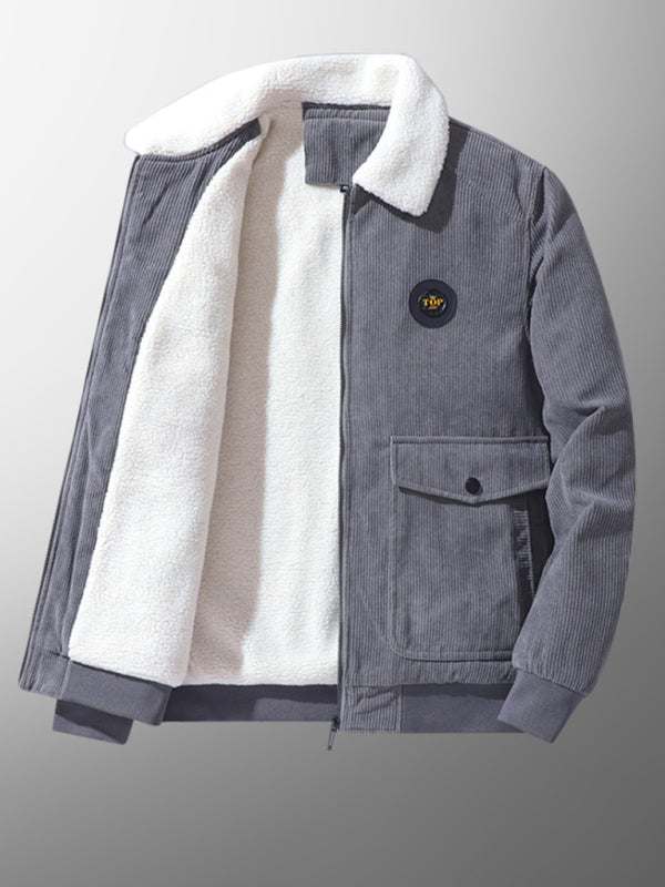 Chic Men's Lambswool-Lined Corduroy Jacket for Ultimate Warmth and Style