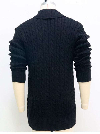 Cozy Elegance: Men's Mid-Length Thick-Knit Cardigan Sweater for Stylish Autumn-Winter Days