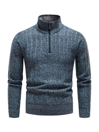 Stylish Men's Zippered Stand Collar Cardigan Sweater for Spring-Summer Comfort