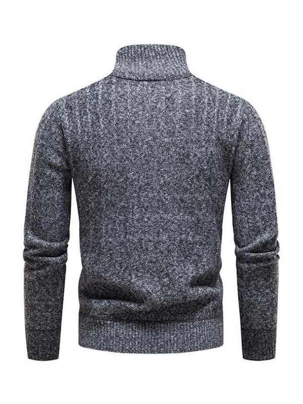 Stylish Men's Zippered Stand Collar Cardigan Sweater for Spring-Summer Comfort