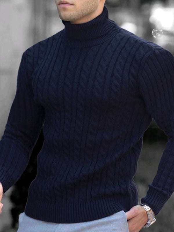 Sleek Stretchy Turtleneck Sweater for Men - Perfect Casual Elegance