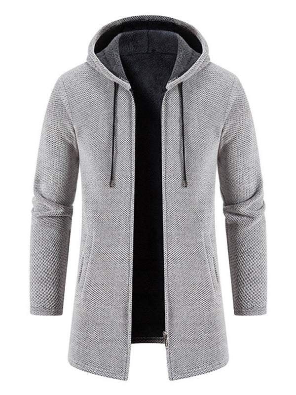 Stylish Men's Zip-Up Hooded Cardigan for Casual Spring-Summer Wear