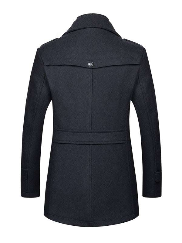 Stylish Men's Wool Double Collar Zipper Coat for Autumn & Winter