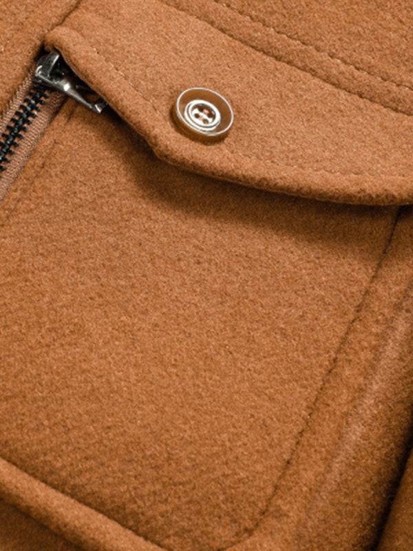 Stylish Men's Wool Double Collar Zipper Coat for Autumn & Winter