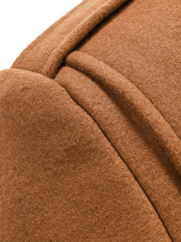 Autumn and Winter Men's Wool Double Collar Zipper Coat