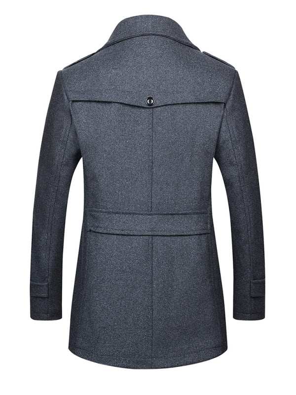 Stylish Men's Wool Double Collar Zipper Coat for Autumn & Winter