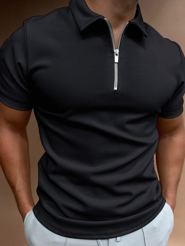 Solid Color Polo Shirt for Men: Fashionable Lapel Casual Fit Top