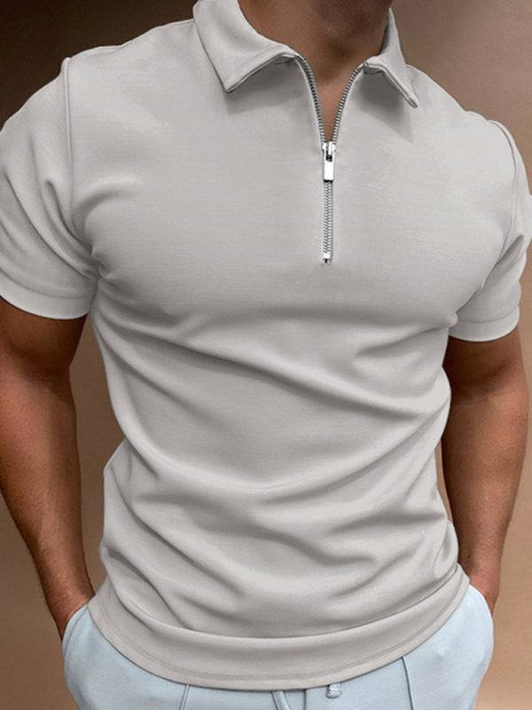 Solid Color Polo Shirt for Men: Fashionable Lapel Casual Fit Top