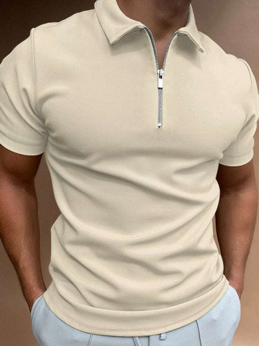 Stylish Short Sleeve Lapel Polo Shirt for Men - Versatile Solid Color Casual Fit