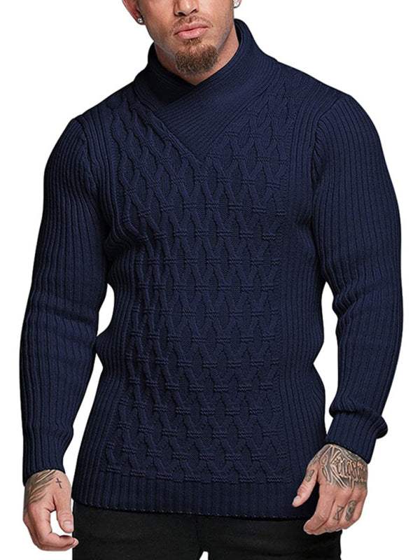 Cozy Cable Knit Shawl Collar Pullover Sweater for Men