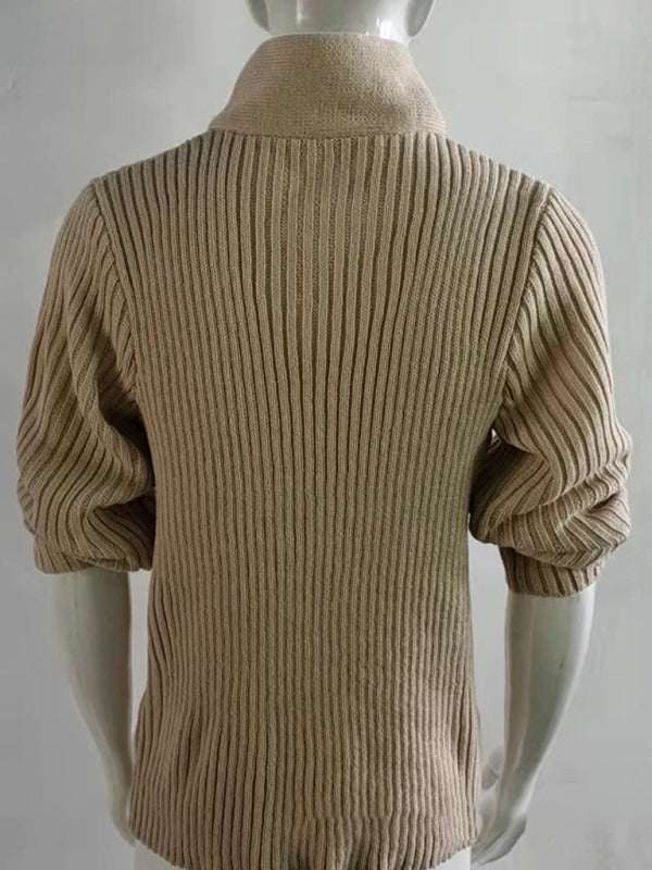 Cozy Cable Knit Shawl Collar Pullover Sweater for Men