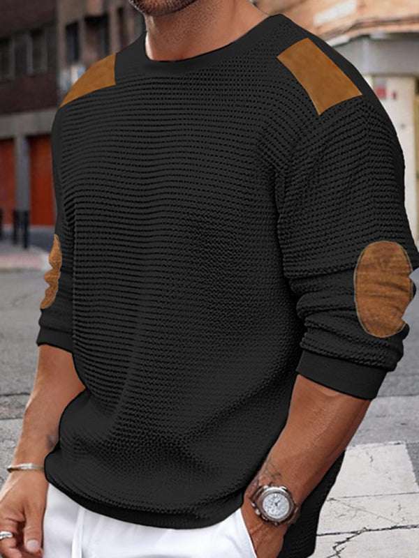 Cozy Chic Men's Textured Pullover Sweater for Autumn-Winter