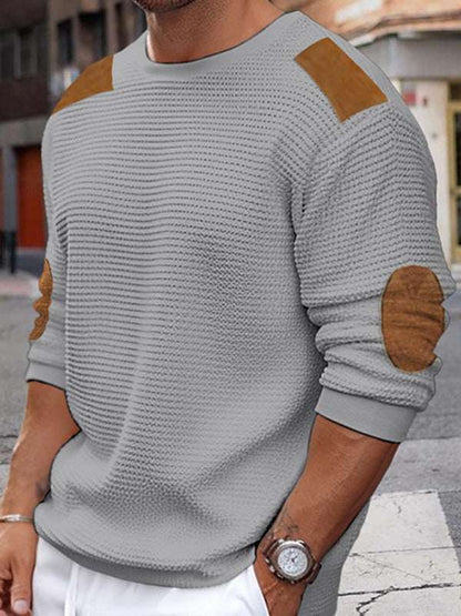 Cozy Chic Men's Textured Pullover Sweater for Autumn-Winter