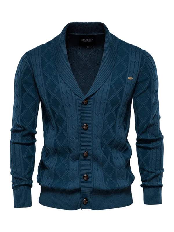 Chic Autumn-Winter Self-Designed Knit Cardigan for Men