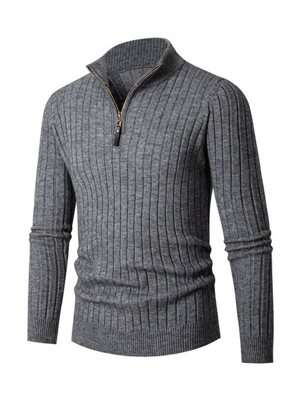 Stylish Men's Stretch Knit Sweater: Cozy Round Neck in Solid Colors for Effortless Autumn-Winter Fashion