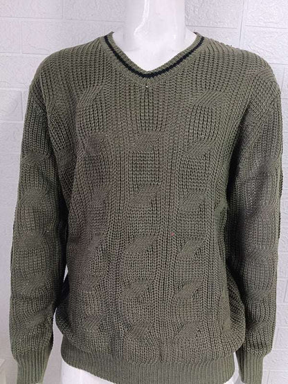 Stylish Men's V-Neck Knitted Sweater for a Trendy Autumn-Winter Look