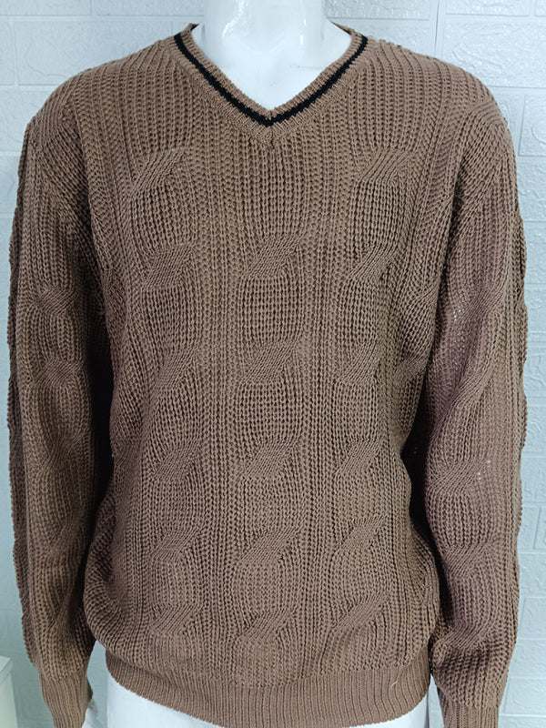 Stylish Men's V-Neck Knitted Sweater for a Trendy Autumn-Winter Look