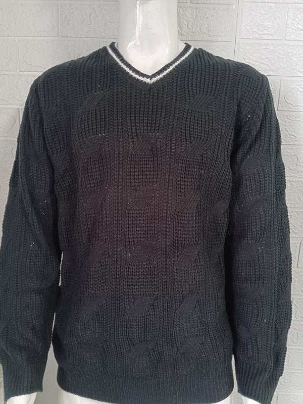 Stylish Men's V-Neck Knitted Sweater for a Trendy Autumn-Winter Look