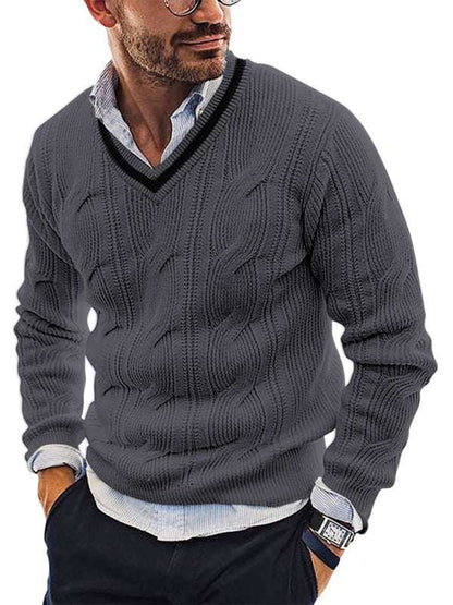 Stylish Men's V-Neck Knitted Sweater for a Trendy Autumn-Winter Look