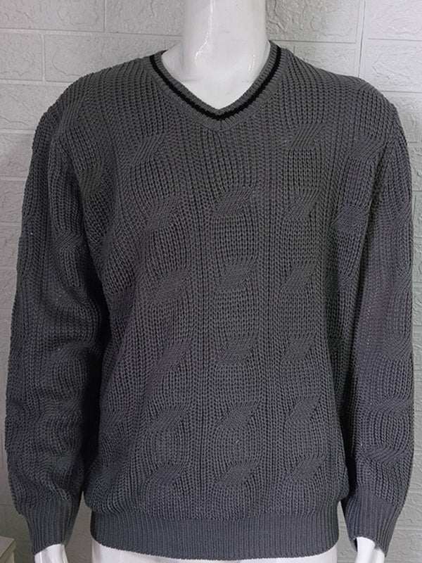 Stylish Men's V-Neck Knitted Sweater for a Trendy Autumn-Winter Look