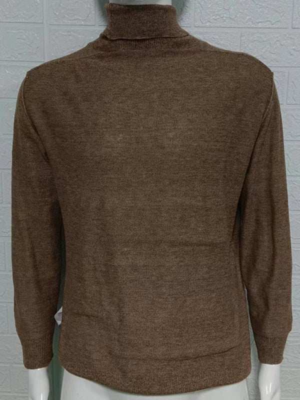 Sleek Slim-Fit Men's Turtleneck Pullover - Cozy Autumn-Winter Essential