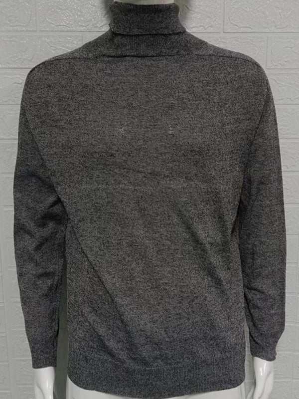 Sleek Slim-Fit Men's Turtleneck Pullover - Cozy Autumn-Winter Essential