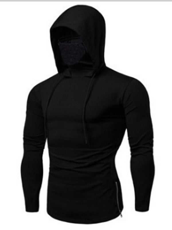 Versatile Men's Hooded Cycling Sweatshirt with Elastic Mask - Perfect for Fitness and Leisure