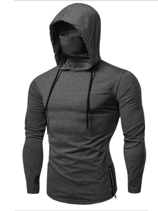 Versatile Men's Hooded Cycling Sweatshirt with Elastic Mask - Perfect for Fitness and Leisure